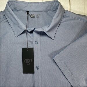 VRST Shirt Mens 2XL Muted Denim Heather Short Sleeve Button Down Stretch NWT